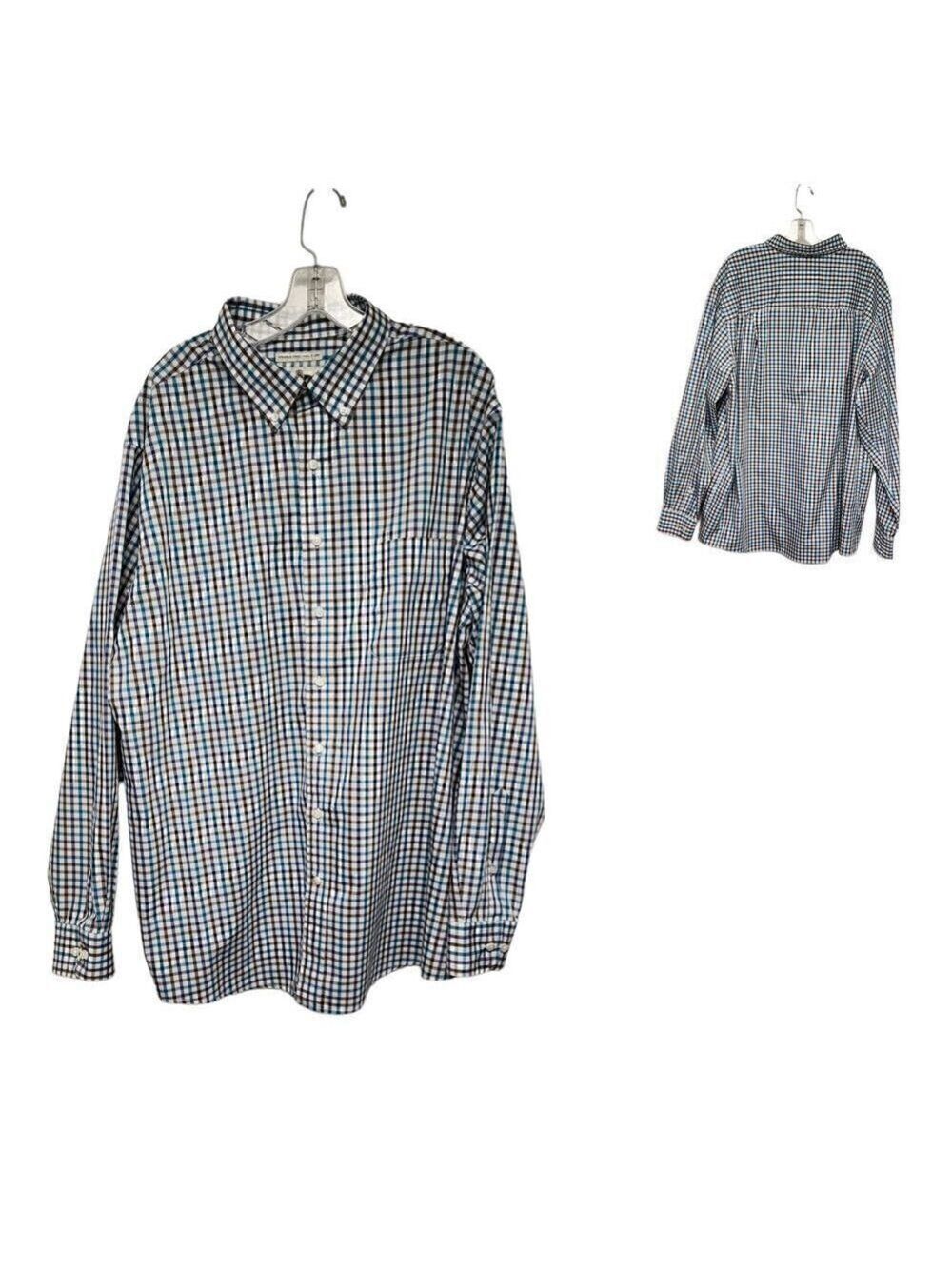 Oak Hill Plaid Button Down Shirt Green Brown 1XT